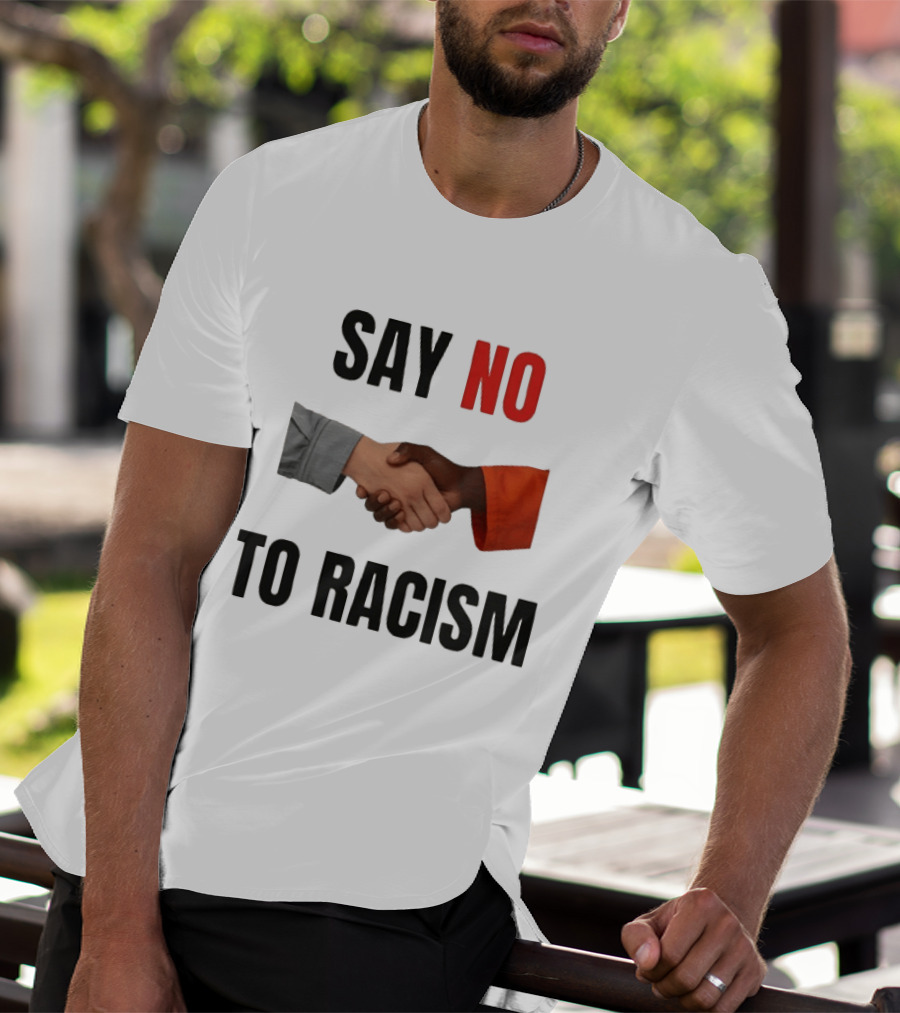 Say No To Racism Black White Handshake Solidarity T-Shirt