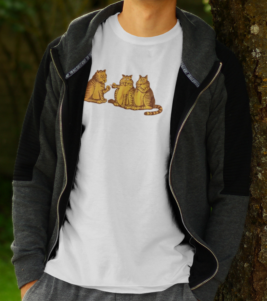 Super Cat Smoking Meme Trio Funny Cats Sharing Cigarettes T-Shirt