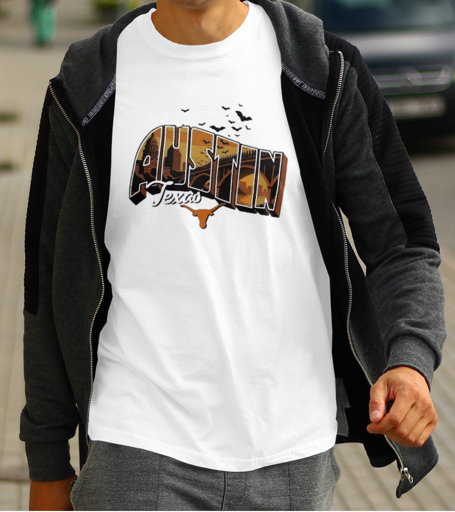 Austin Texas Longhorns Cityscape Greetings T-Shirt