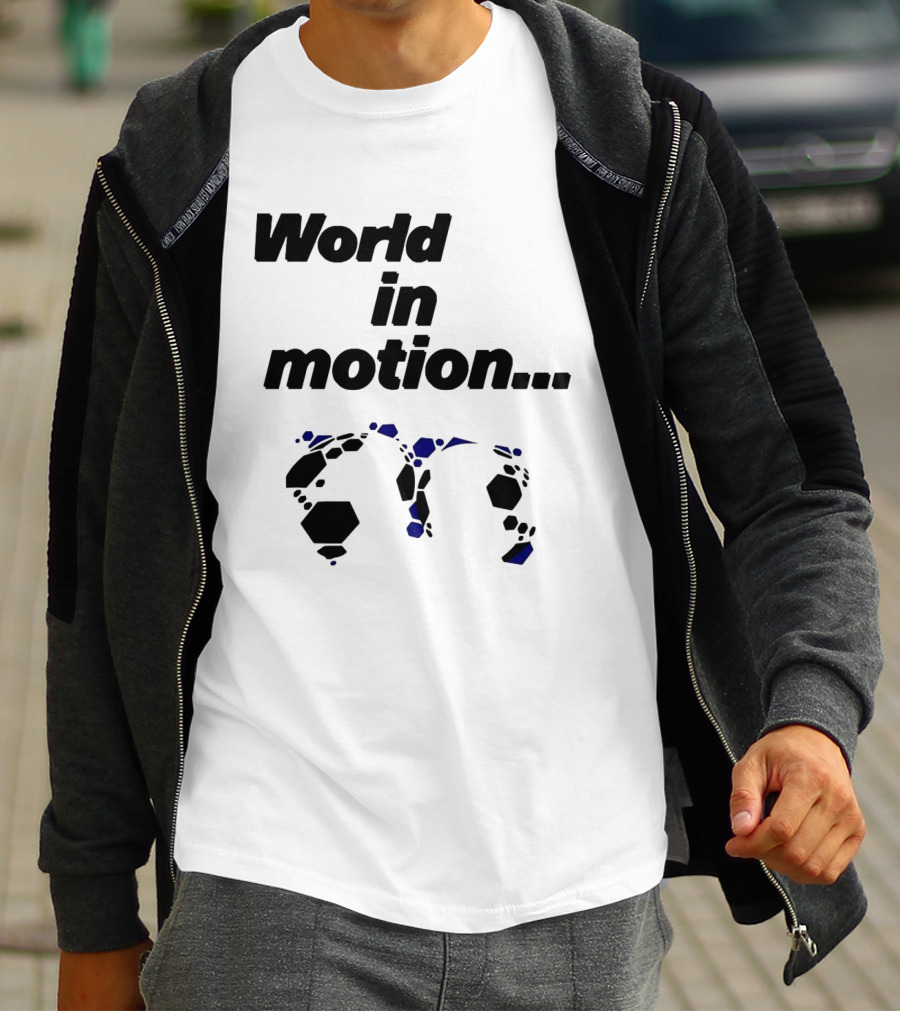World In Motion Soccer Football Hexagon Shapes T-Shirt