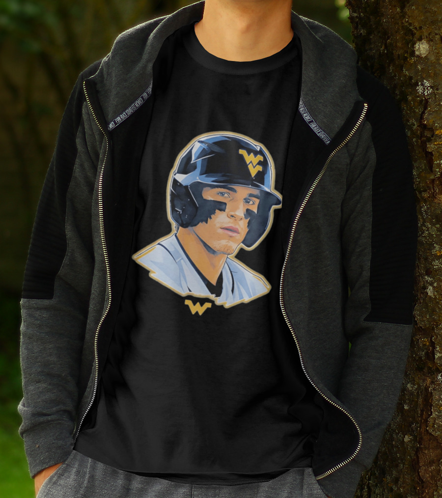 West Virginia Baseball Player Helmet WV T-Shirt