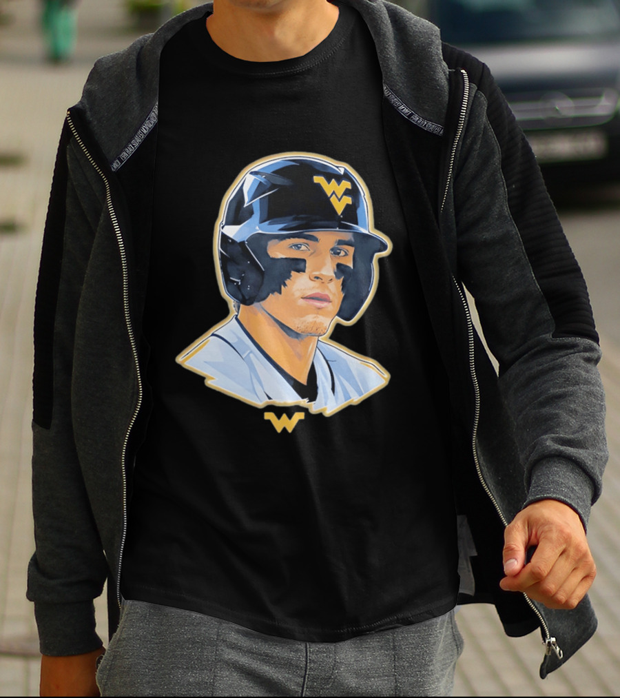 West Virginia Baseball Player Helmet WV T-Shirt