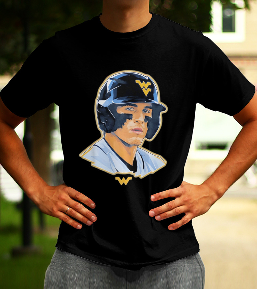 West Virginia Baseball Player Helmet WV T-Shirt