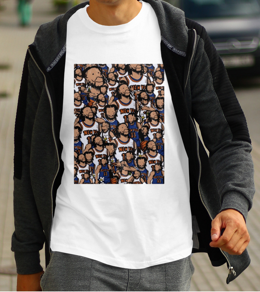 Jalen Brunson New York Knicks Number 11 NEMY Cartoon Collage T-Shirt