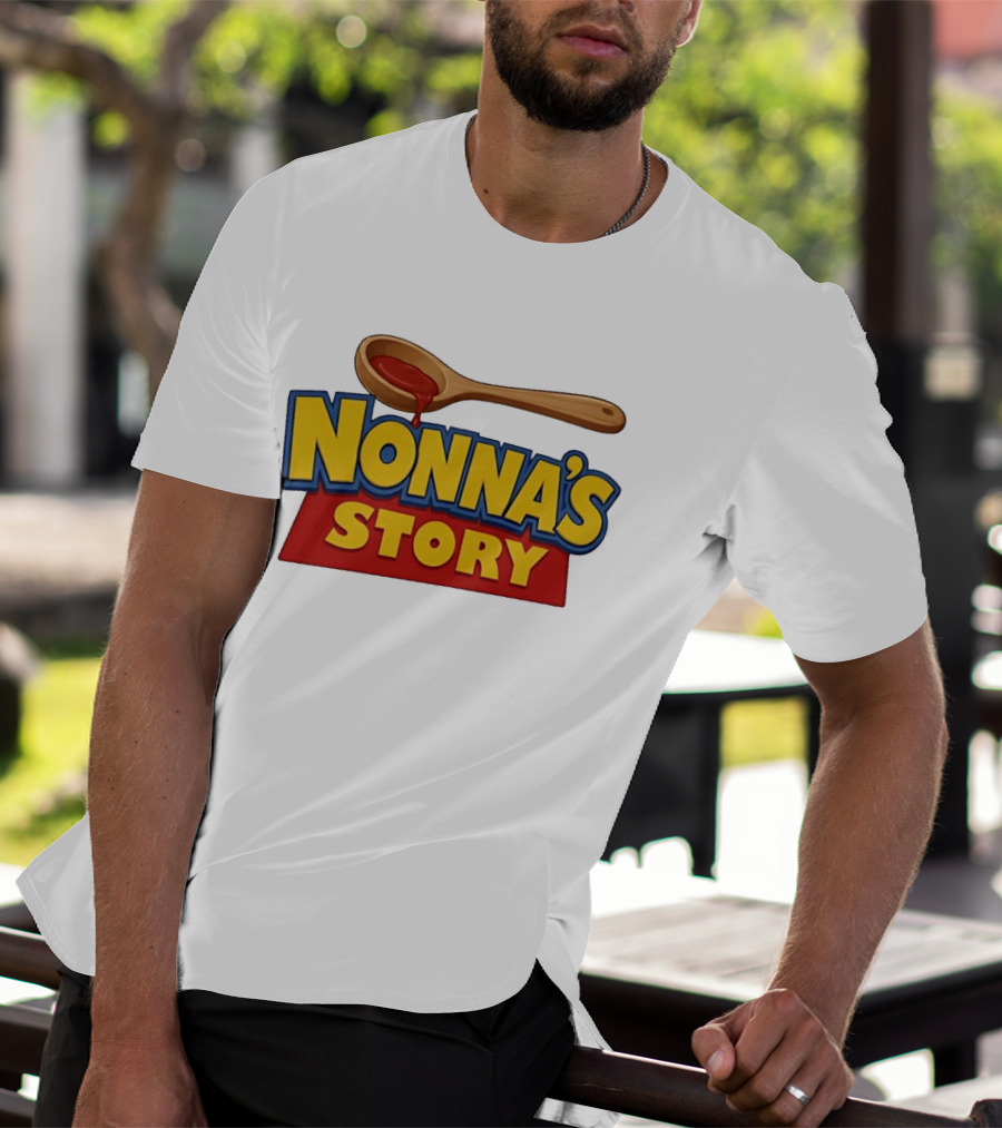 Nonna's Story Wooden Spoon Icon With Red Sauce T-Shirt