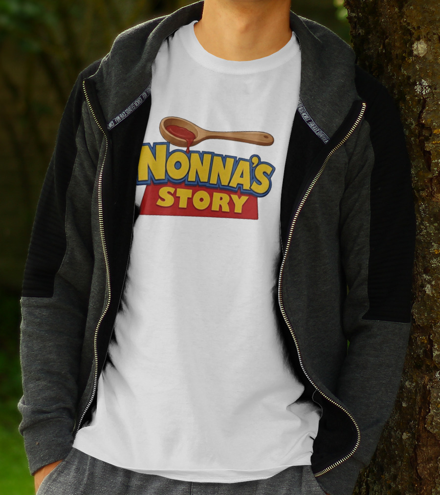 Nonna's Story Wooden Spoon Icon With Red Sauce T-Shirt