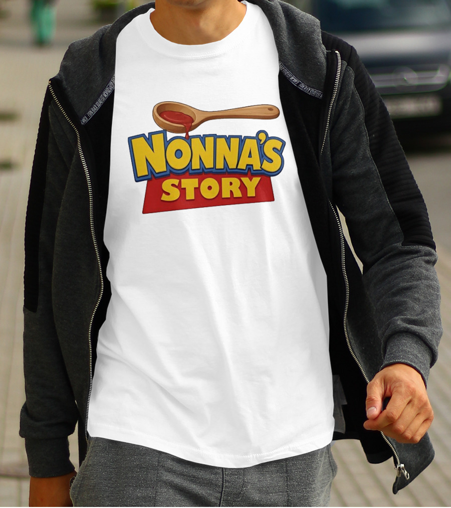 Nonna's Story Wooden Spoon Icon With Red Sauce T-Shirt