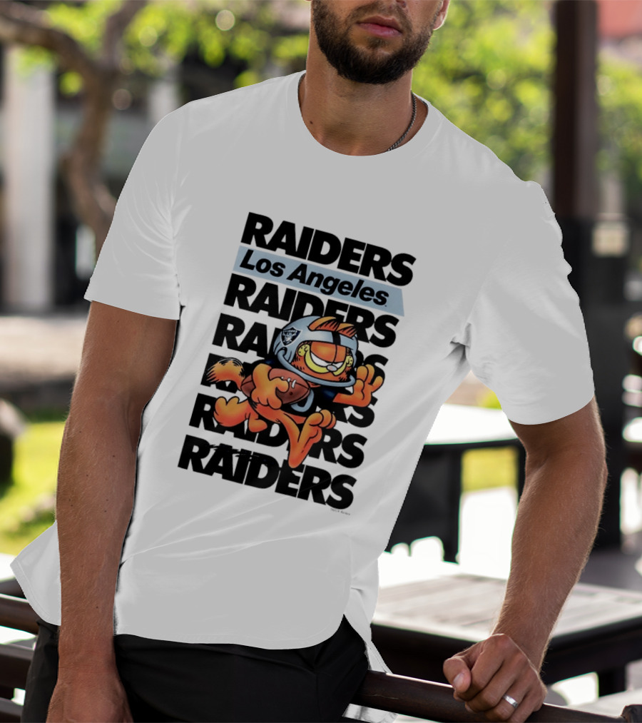 Los Angeles Raiders Orange Cat Football Helmet Running T-Shirt
