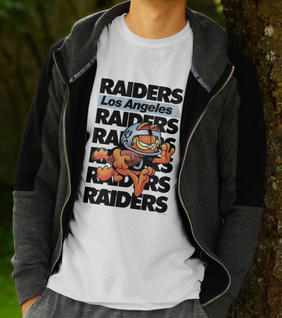 Los Angeles Raiders Orange Cat Football Helmet Running T-Shirt