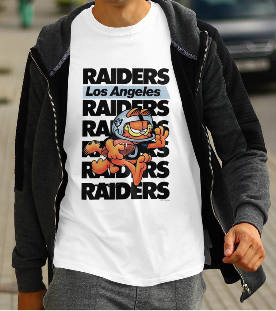 Los Angeles Raiders Orange Cat Football Helmet Running T-Shirt