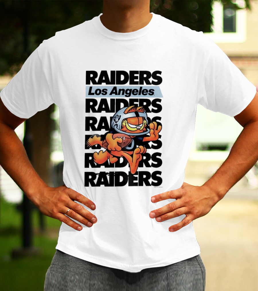 Los Angeles Raiders Orange Cat Football Helmet Running T-Shirt