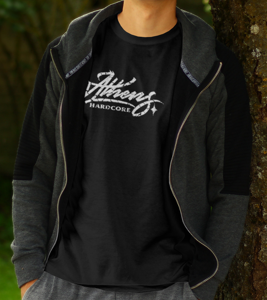 Athens Hardcore Cracked Retro Font T-Shirt