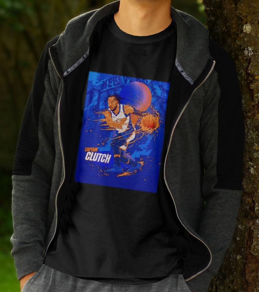 New York Knicks Captain Clutch Jalen Brunson Basketball Flames 2026 T-Shirt