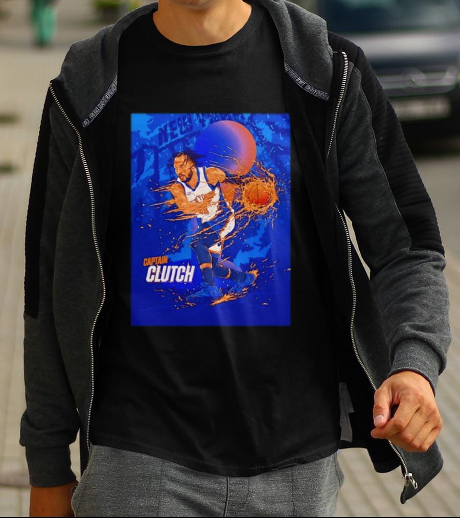 New York Knicks Captain Clutch Jalen Brunson Basketball Flames 2026 T-Shirt