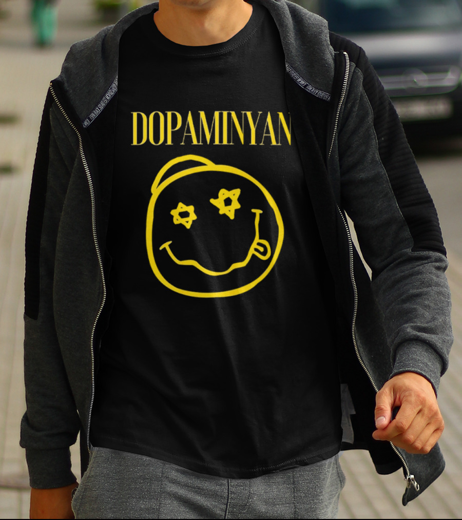 Dopaminyan Star Eyed Smiley Face Yellow T-Shirt