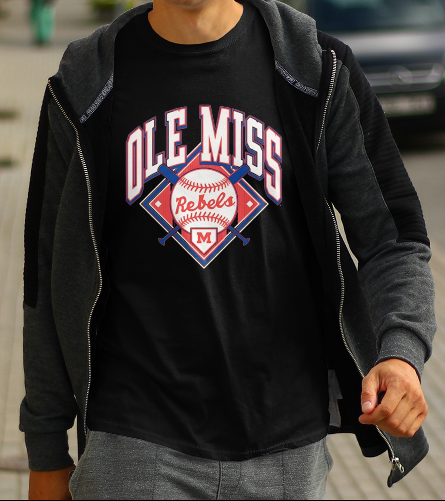 Ole Miss Rebels Baseball 2026 Team Merchandise Featuring Classic Logo And Red Baseball T-Shirt