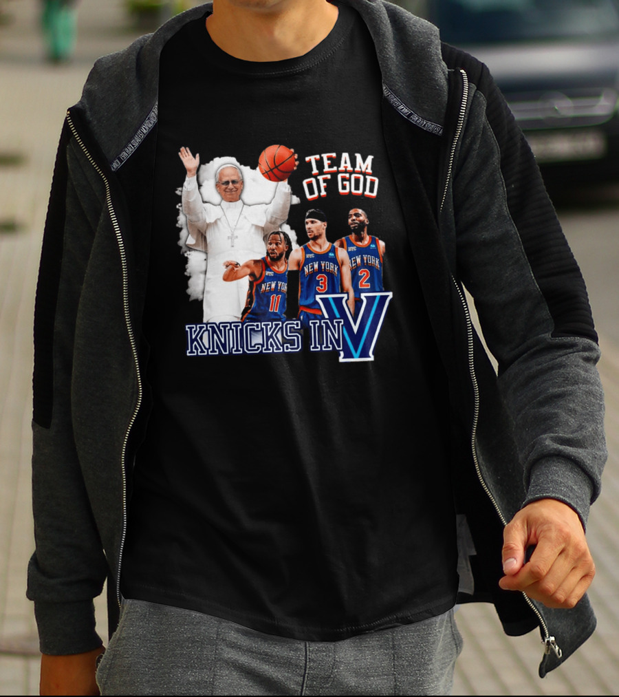 Team Of God Pope Leo XIV Knicks In Five Basketball Fun T-Shirt