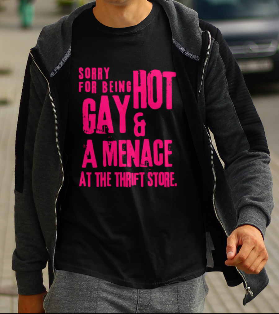 Sorry For Being Hot Gay And A Menace At The Thrift Store T-Shirt