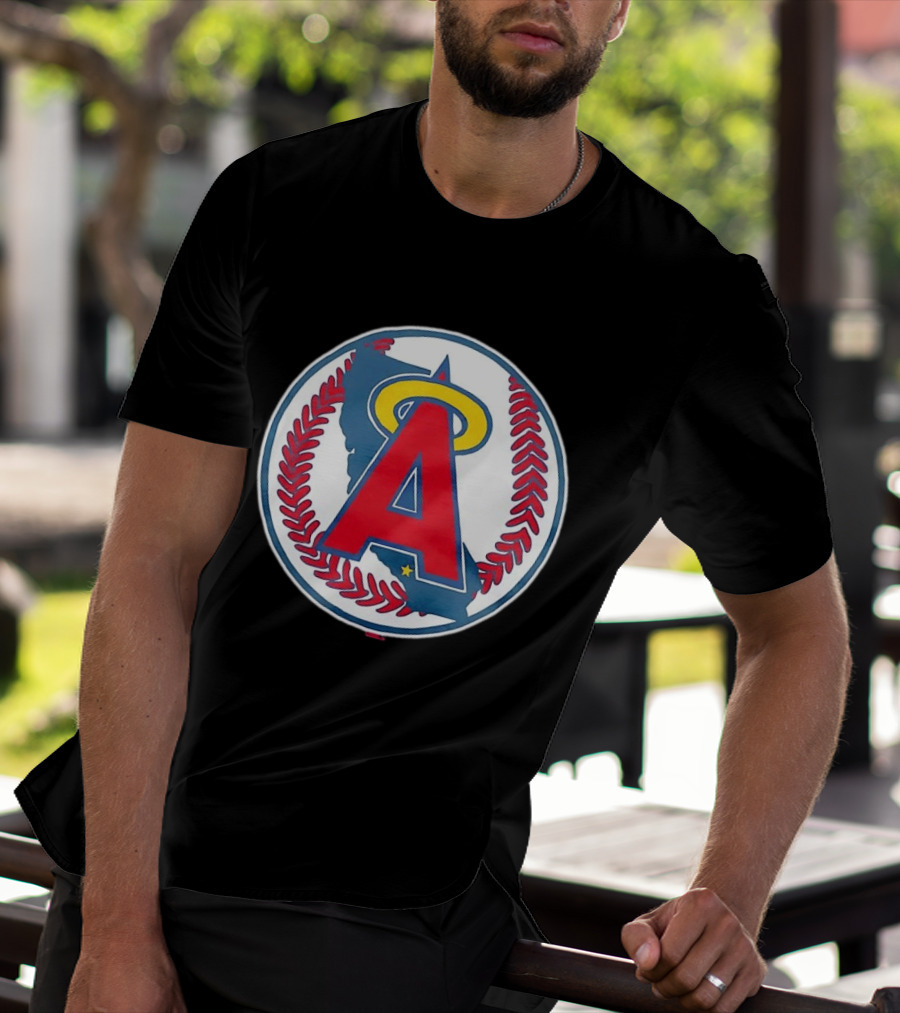 Los Angeles Angels Classic Halo A Baseball Emblem California Map T-Shirt
