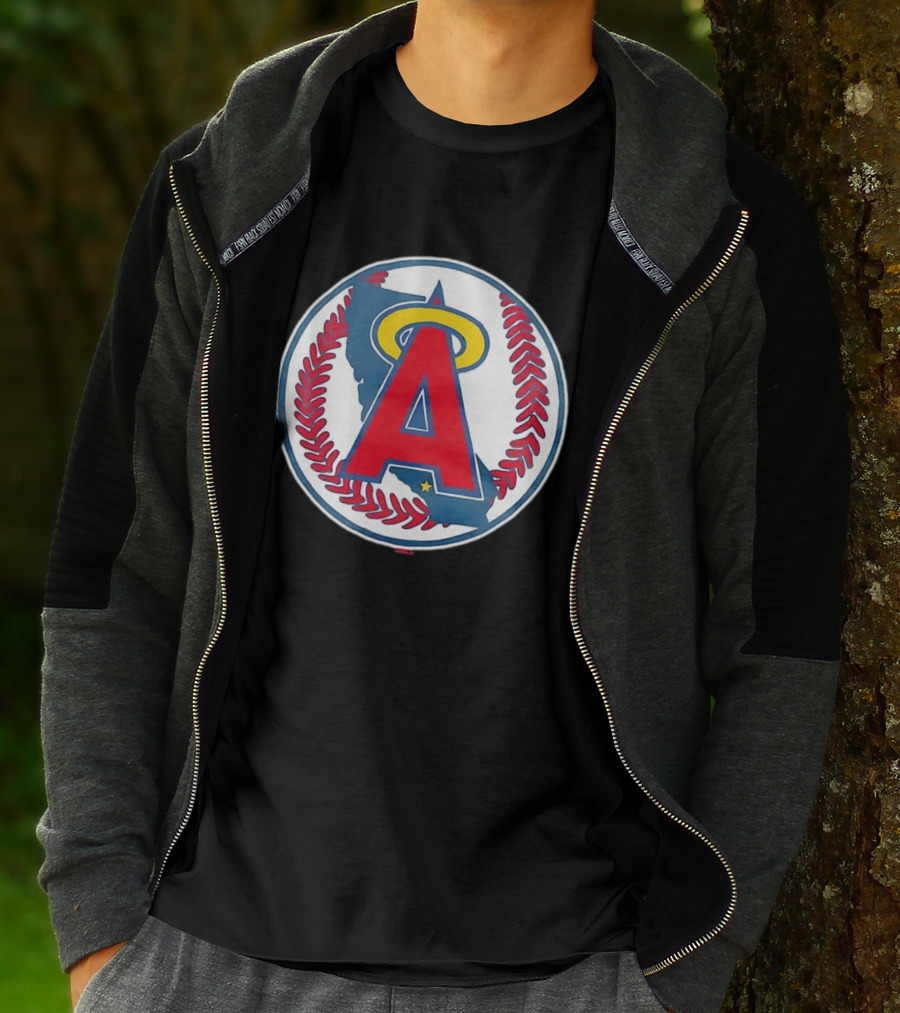Los Angeles Angels Classic Halo A Baseball Emblem California Map T-Shirt