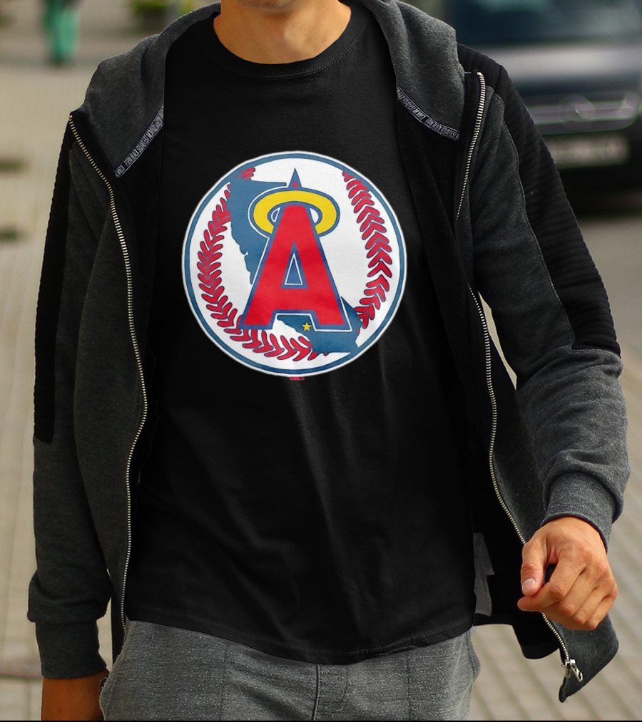 Los Angeles Angels Classic Halo A Baseball Emblem California Map T-Shirt