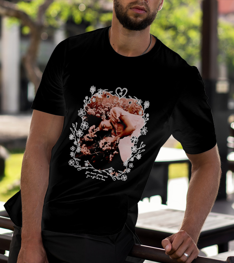 You Seem Pretty Sad For A Girl So In Love Floral Aesthetic Heart Frame Vintage Sepia Photography With Dreamy Flowers And Sleeping Girl T-Shirt