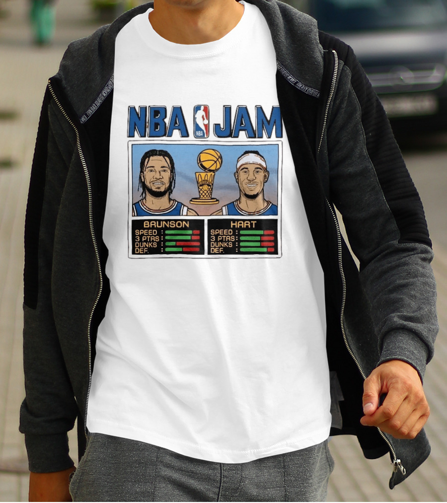 NBA Jam New York Knicks 2026 Champs Brunson Hart Stats T-Shirt