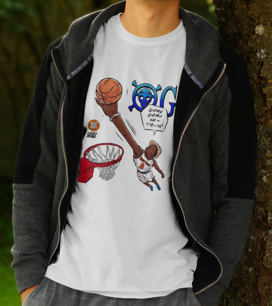 OG Anunoby X One Piece Luffy New York Knicks 2026 Gomu Gomu No Tip In Comic T-Shirt