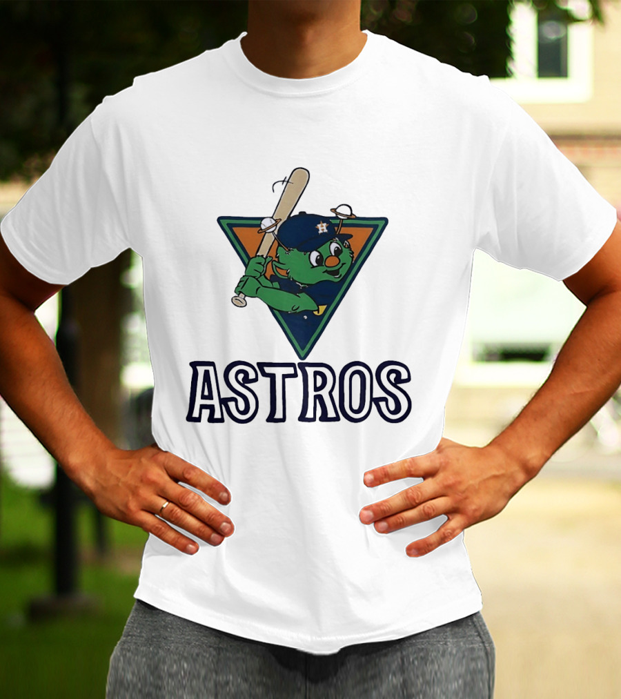 Orbit Houston Astros With Saturn Rings Baseball Bat Triangle T-Shirt
