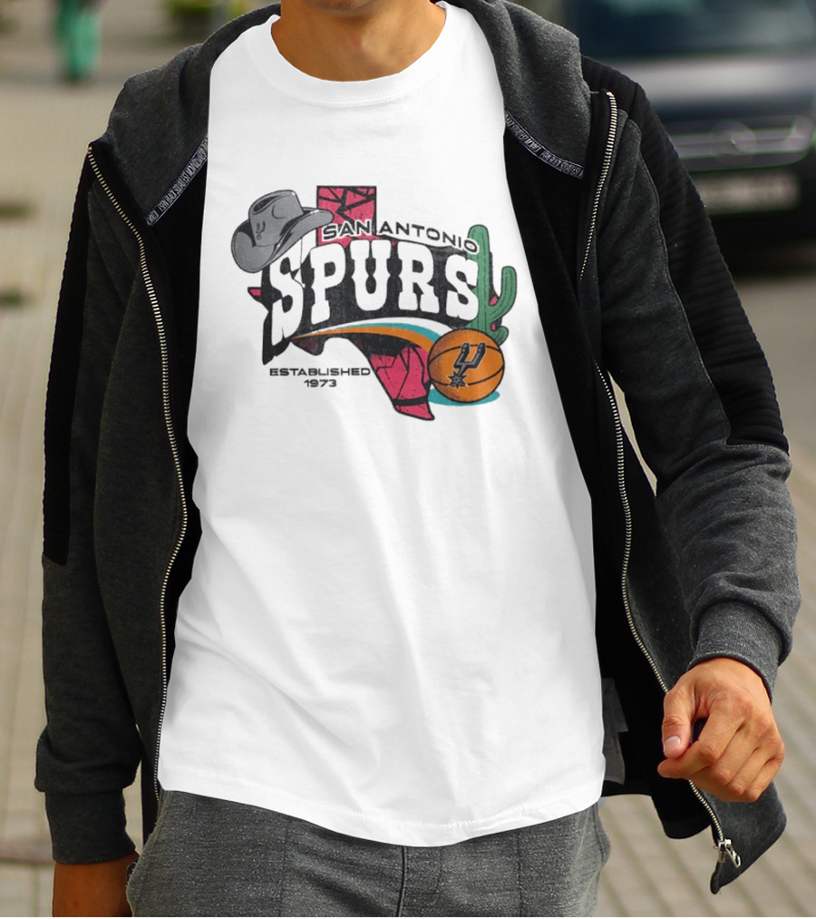 San Antonio Spurs Established 1973 Texas Cowboy Hat Cactus Basketball Team T-Shirt