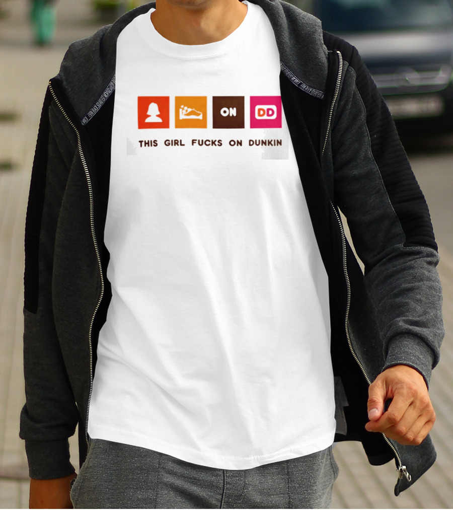 This Girl Fucks On Dunkin Retro Icon Square Blocks T-Shirt
