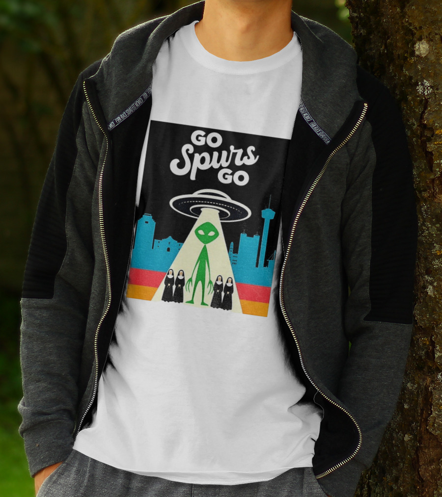 Go Spurs Go Alien UFO San Antonio Puro Pinche Spurs Nuns T-Shirt