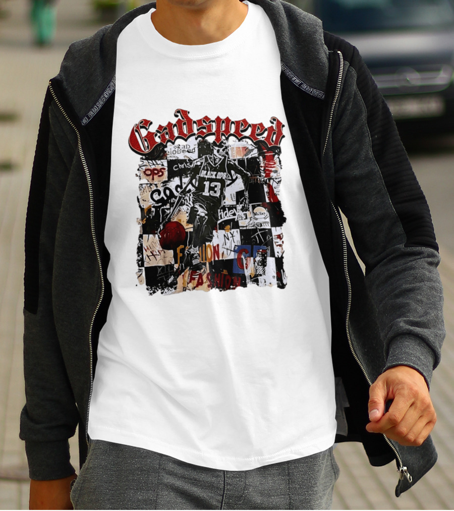 Godspeed Black Ops 13 Basketball Collage Style Urban Fashion T-Shirt