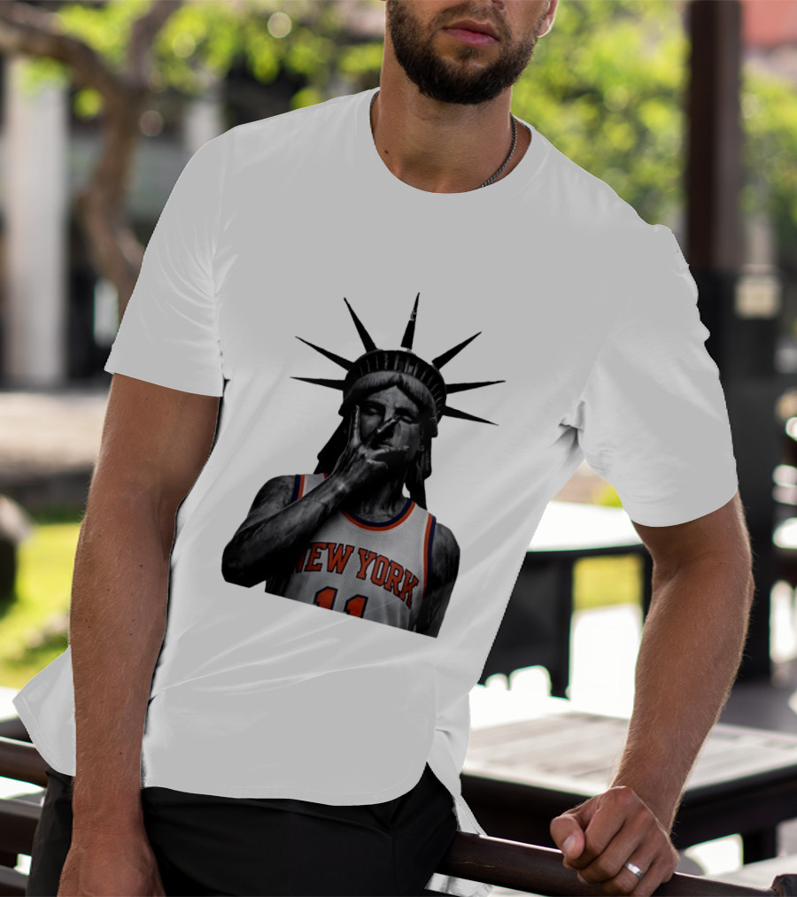 New York Knicks Jalen Brunson Statue Of Liberty Basketball Legend The Wait Is Over T-Shirt