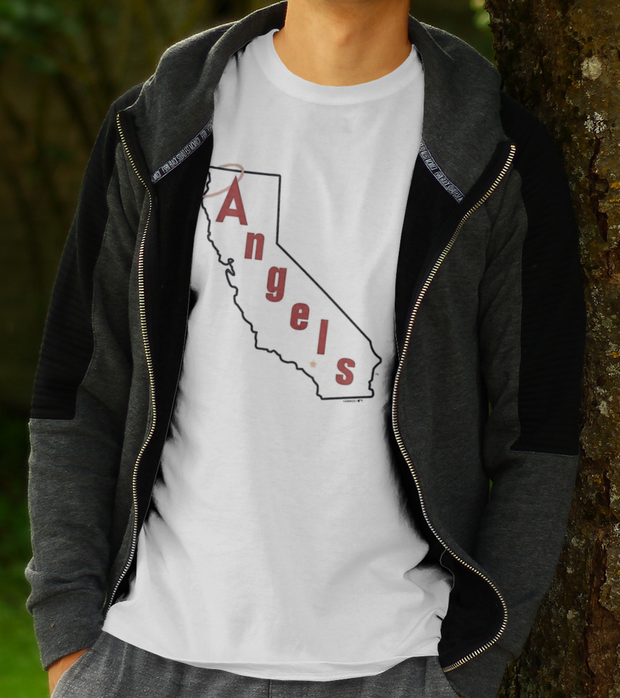 California Angels Script Los Angeles Outline With Halo T-Shirt