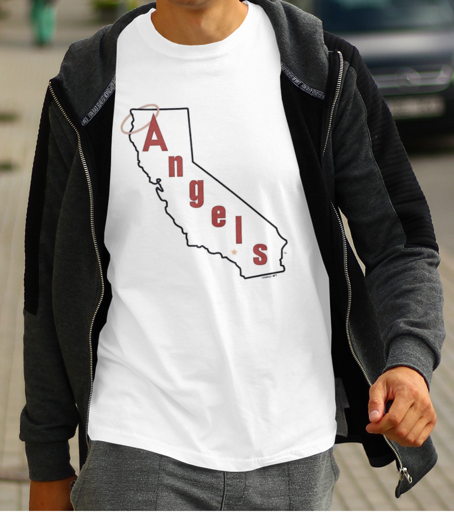 California Angels Script Los Angeles Outline With Halo T-Shirt