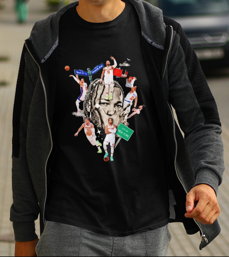 Jalen Brunson New York Knicks Collage West 31st Street Seventh Ave City Of New York T-Shirt