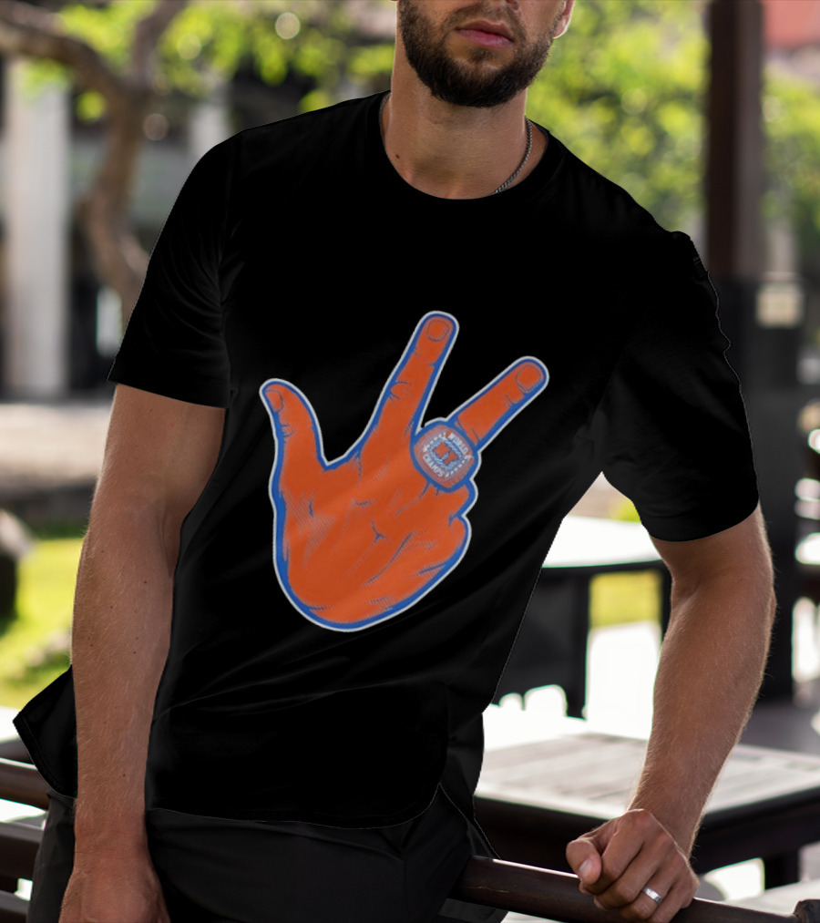 New York Knicks Jalen Brunson Peace Sign Ring Basketball Champion T-Shirt