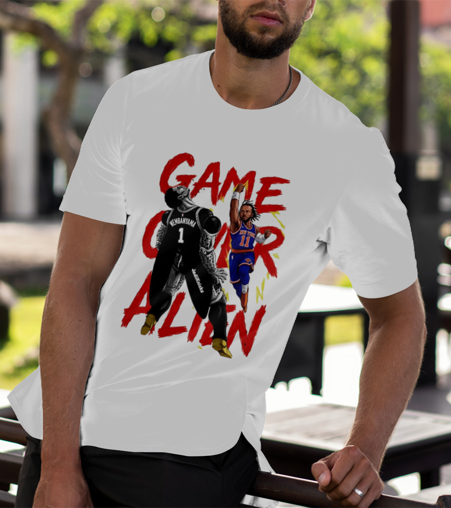 Game Over Alien Wembanyama Vs Jalen Gohan Brunson Knicks T-Shirt