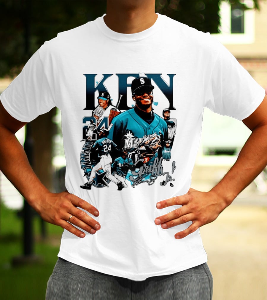 Ken Griffey Jr Seattle Mariners The Kid 24 Legendary Collage T-Shirt