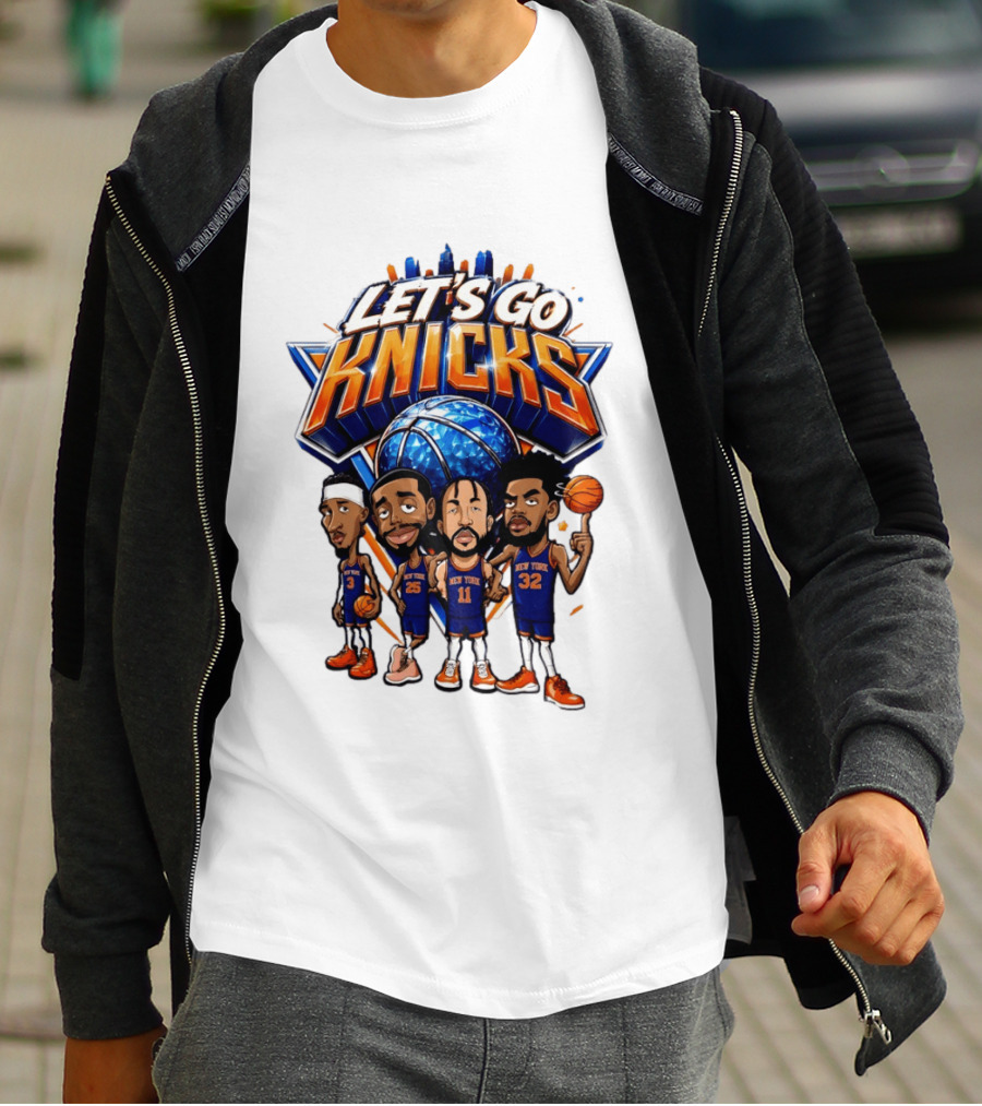 Let's Go Knicks New York Basketball Players Cartoon 2026 T-Shirt
