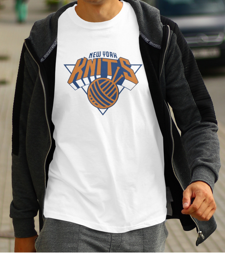 New York Knits Basketball Yarn Logo NY Knicks T-Shirt