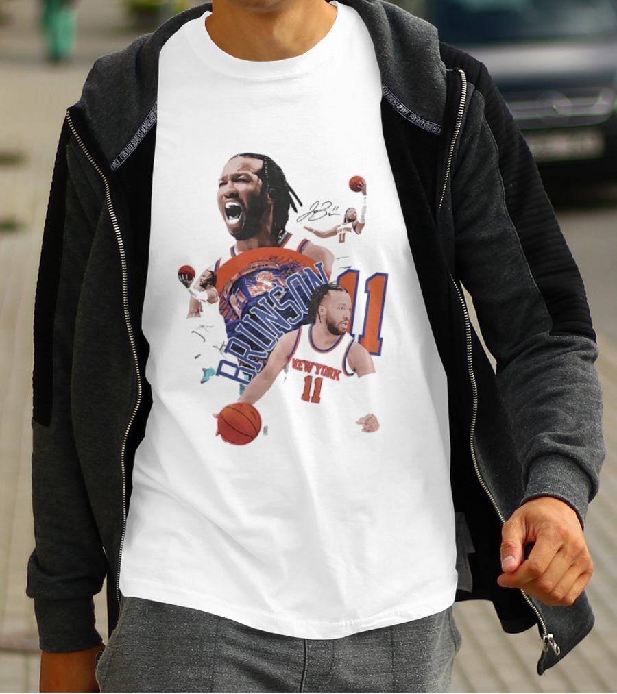 NY Knicks Jalen Brunson Number 11 Collage Basketball Player T-Shirt
