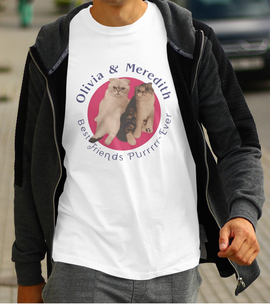 Olivia And Meredith Best Friends Purrrrr Ever Scottish Fold Cat T-Shirt