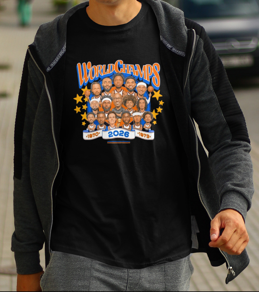 World Champs 2026 New York Knicks Team Caricature 1970 1973 T-Shirt