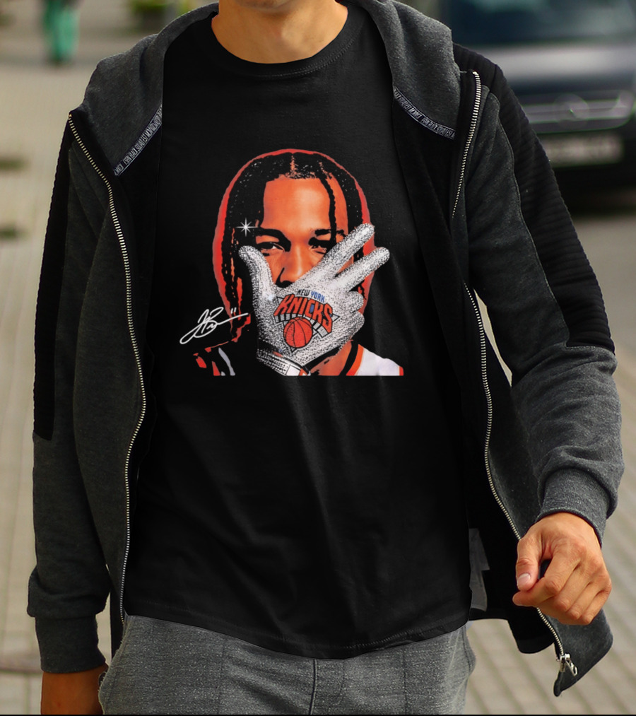 New York Knicks Jalen Brunson Iceman Signature Glove T-Shirt