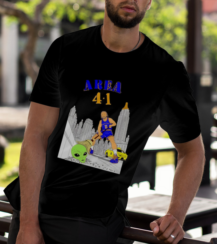 AREA 4 1 Jalen Brunson New York Knicks Vs Alien San Antonio Spurs T-Shirt