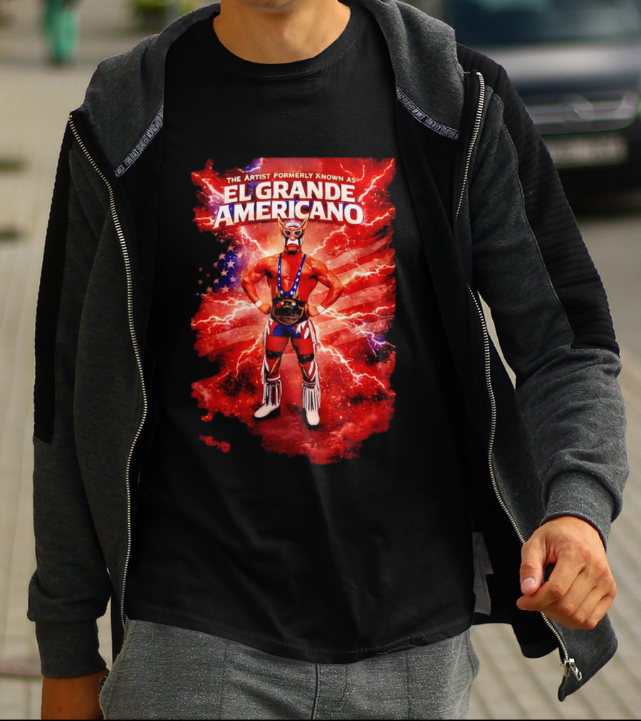 The Artist Formerly Known As El Grande Americano Luchador Flag Lightning T-Shirt