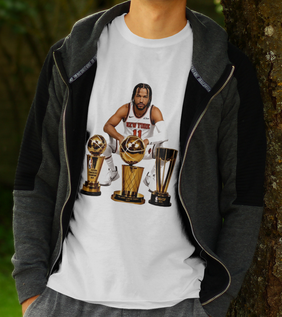 New York Knicks Jalen Brunson 11 Trophy Collection NBA Champions T-Shirt