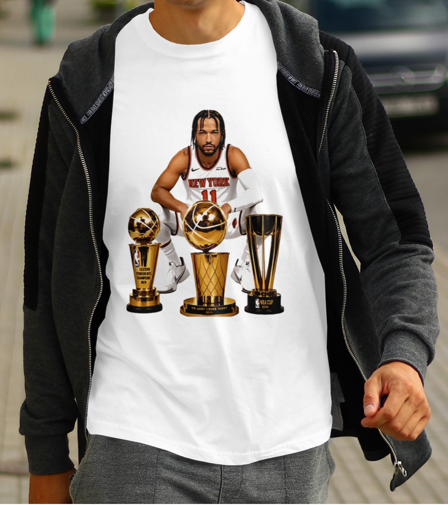 New York Knicks Jalen Brunson 11 Trophy Collection NBA Champions T-Shirt